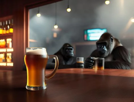 Ape in pub Illustrazione stock