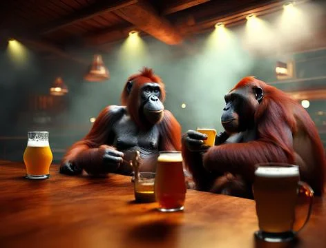 Ape in pub Illustrazione stock