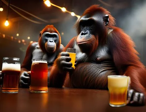 Ape in pub Illustrazione stock