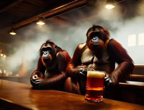 Ape in pub Illustrazione stock
