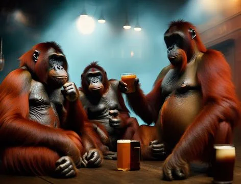 Ape in pub Illustrazione stock