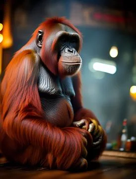 Ape in pub Illustrazione stock