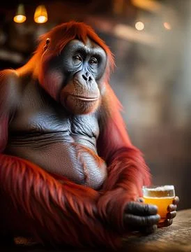 Ape in pub Illustrazione stock