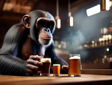 Ape in pub Illustrazione stock