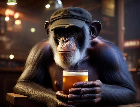 Ape in pub Illustrazione stock