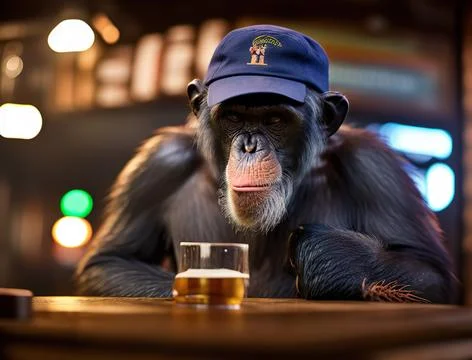 Ape in pub Illustrazione stock