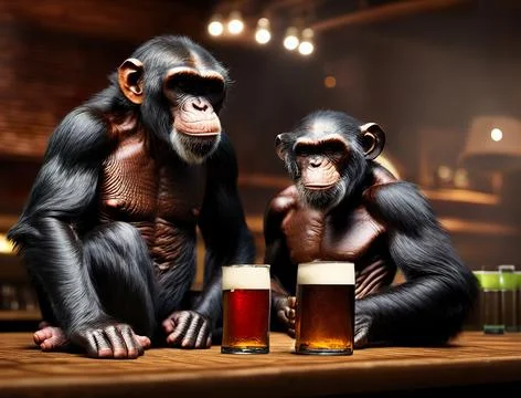 Ape in pub Illustrazione stock