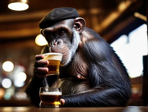 Ape in pub Illustrazione stock