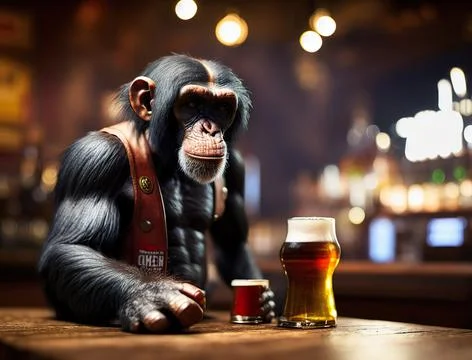 Ape in pub Illustrazione stock