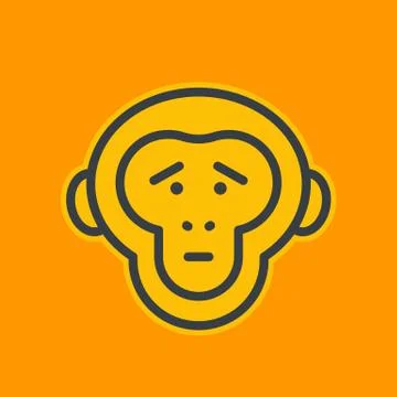 Ape, sad chimp linear icon Stock Illustration
