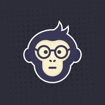 Ape, smart monkey in glasses vector sticker, print Stock-Illustration