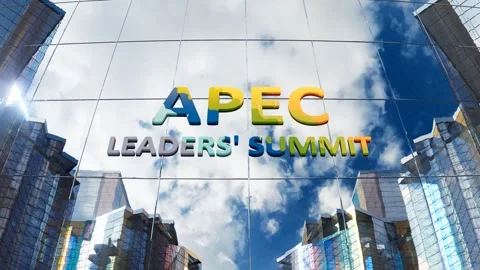 APEC Leaders Summit text on modern building exterior Stock Footage 324685367