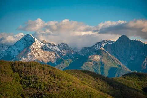 Apennine Mountains in Emilia Romagna with Clouds Stock Photos