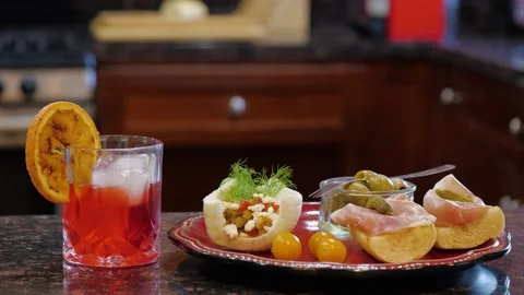 Aperitive with Campari. Beautiful shot. 스톡 동영상 157020797