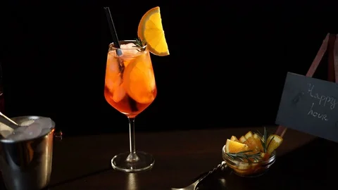 Aperol spritz cocktail Stock Footage 128741323