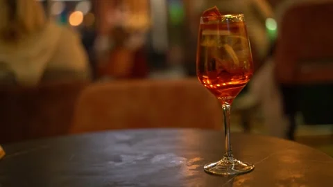 Aperol Spritz Cocktail on Table in Cozy Night Bar Stock-Footage 341293056
