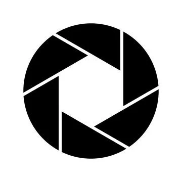 Aperture black vector icon on white background Stock Illustration