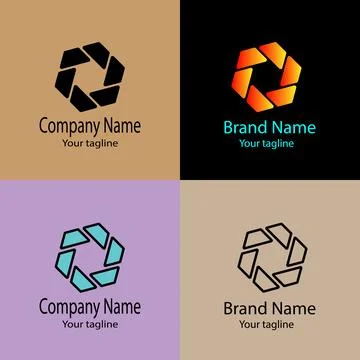 Aperture Bloom logo design Stock Illustration
