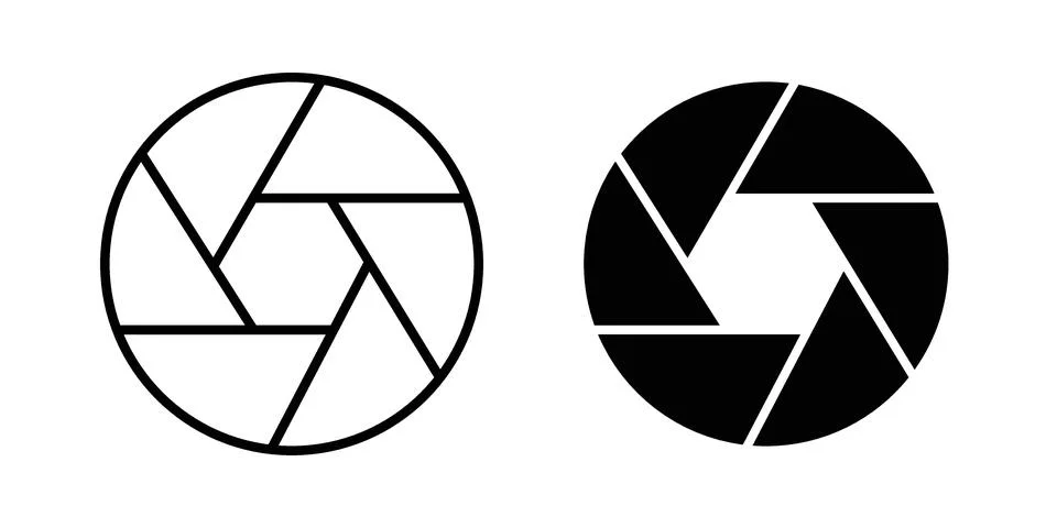 Aperture icon silhouette vector set. thin line pack イラスト素材