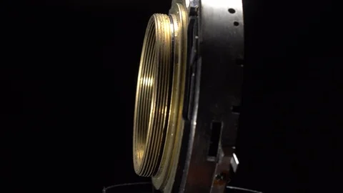 Aperture or iris mechanism in rotation. Camera lens aperture close up. Concep 動画素材 99640587