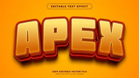 Apex 3D text effect Editable text style effect with red and orange light them Stock Illustration