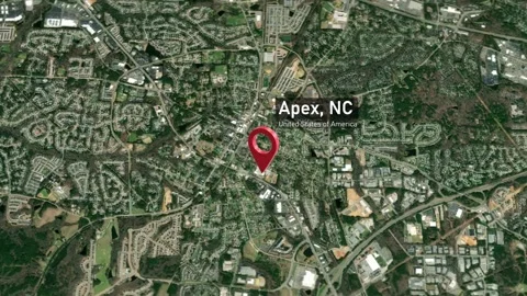 Apex City Map Zoom (NC, USA) from Space to Earth Stock-Footage 295355053