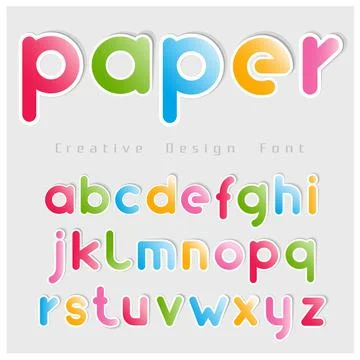 Aphabet set vector paper cut Style with Full Color on Gray background for you Stock Illustration