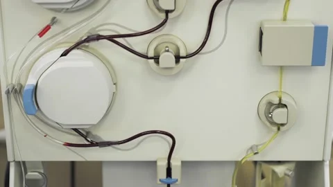 Apheresis machine to extract plasma and platelets from blood Stock Footage 134374245