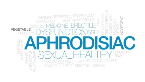 Aphrodisiac animated word cloud, text design animation. Kinetic typography. Stock Footage 74704585