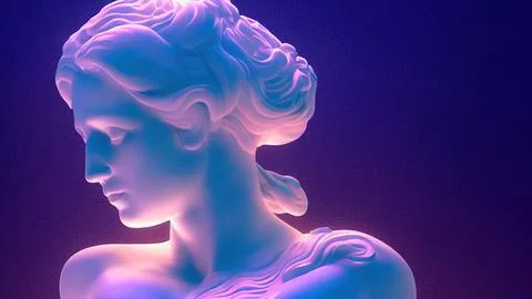 Aphrodite statue over a purple background Stock Illustration