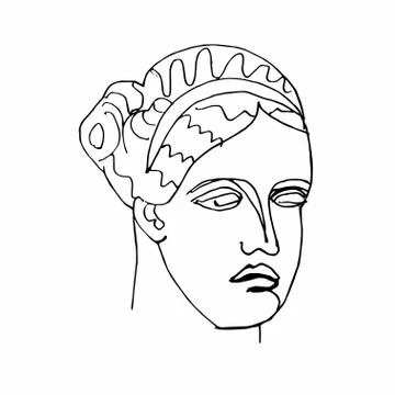 Aphrodite vector marble head. Work of art of ancient Greece era. Stock Illustration