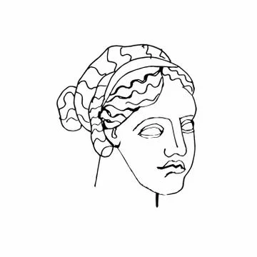 Aphrodite vector marble head. Work of art of ancient Greece era. Stock Illustration