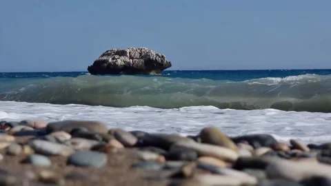 Aphrodites Beach Waves in Cyprus Video stock 330860712