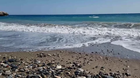 Aphrodites Beach Waves in Cyprus Stock Footage 330860821