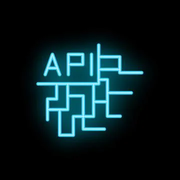 Api acronym over blue neon maze representing programming interface concept Stock Illustration