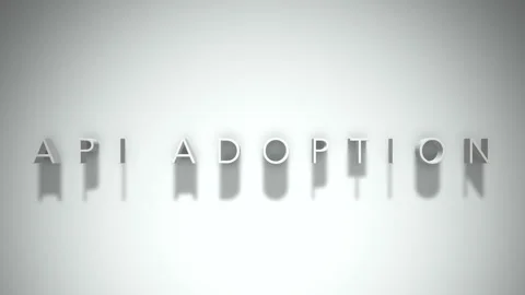 Api adoption 3D title animation white text on a white background Stock Footage 299748704
