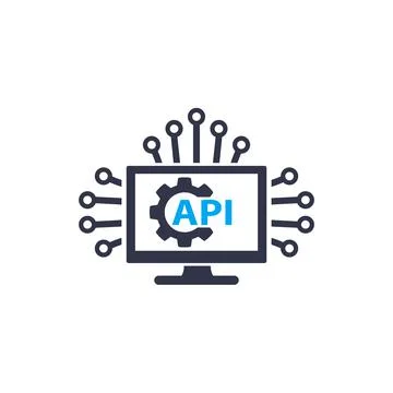 API and software integration vector icon on white Stock Illustration