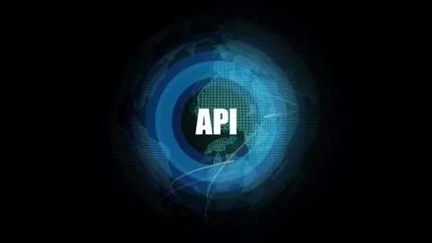 API - Application Programming Interface concept on global earth. 動画素材 293484051