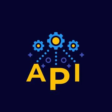 API, application programming interface concept, vector icon on dark 库存插图