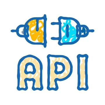 Api application programming interface doodle connection concept Stock Illustration