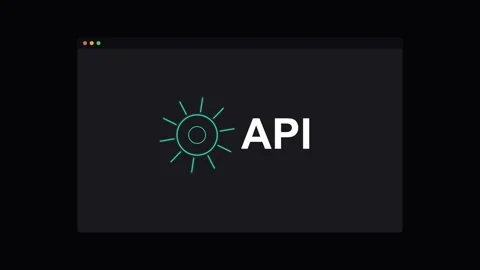 API Application Programming Interface Neon Gear Animation - Teal Stock Footage 341491137