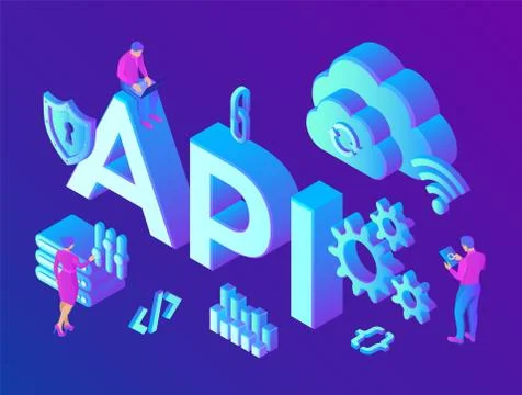 API. Application Programming Interface. Software development tool, informatio Stock Illustration