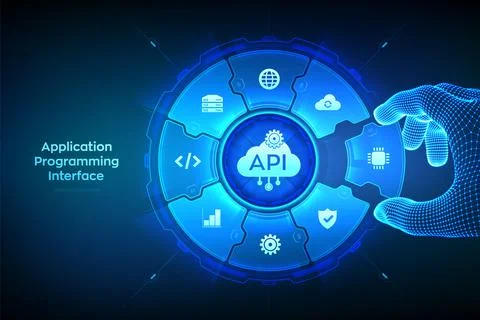 API. Application Programming Interface. Software development tool, cloud comp Stock Illustration