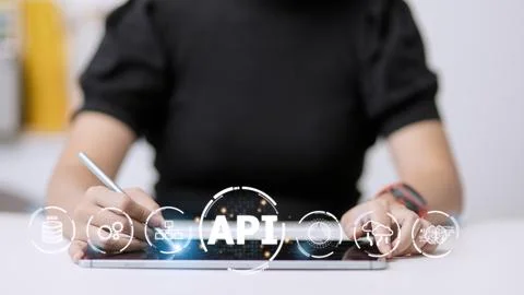 API - Application Programming Interface. Software development tool. Busines.. Fotos Stock