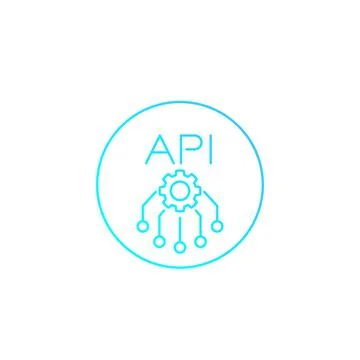 API, application programming interface vector linear icon Stock Illustration