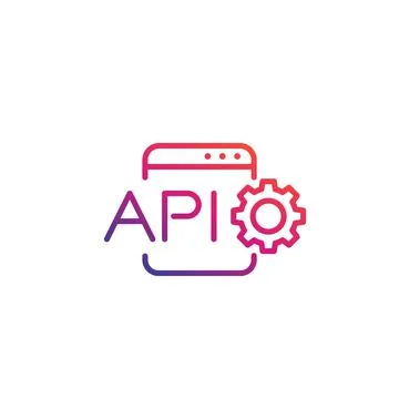 API, application programming interface vector line icon on white Stock Illustration