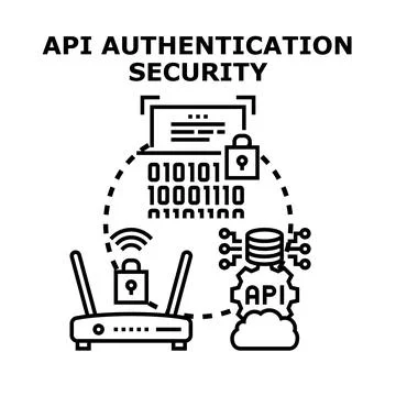 Api authentication securing data protecting network connection Stock Illustration