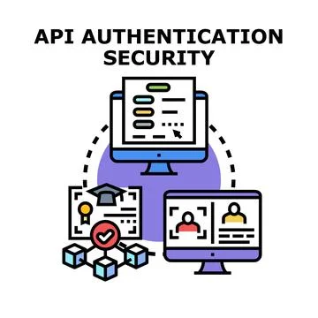 Api authentication security accessing data network protection Ilustración de archivo