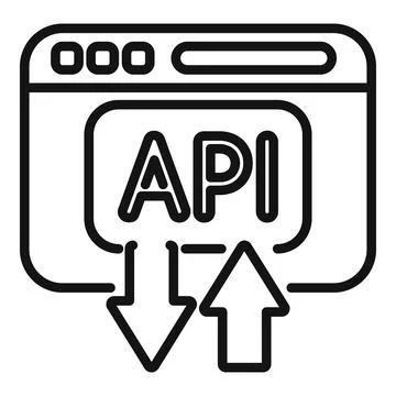 Api change gear icon outline vector. Mobile server Stock Illustration