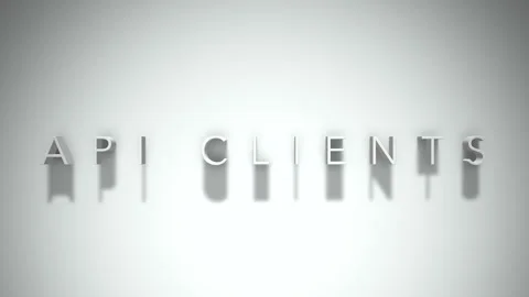 Api clients 3D title animation with shadows on a white background Stock Footage 297015651
